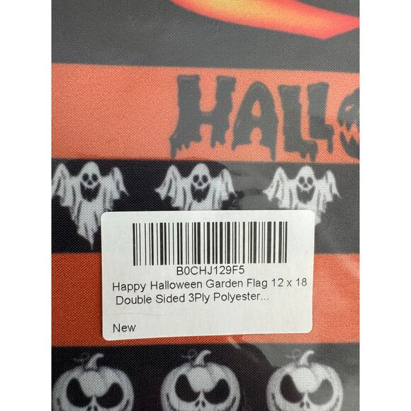 NWT Happy Halloween Spooky Garden Flag Double Sided Polyester 12 x 18 - Picture 3 of 3